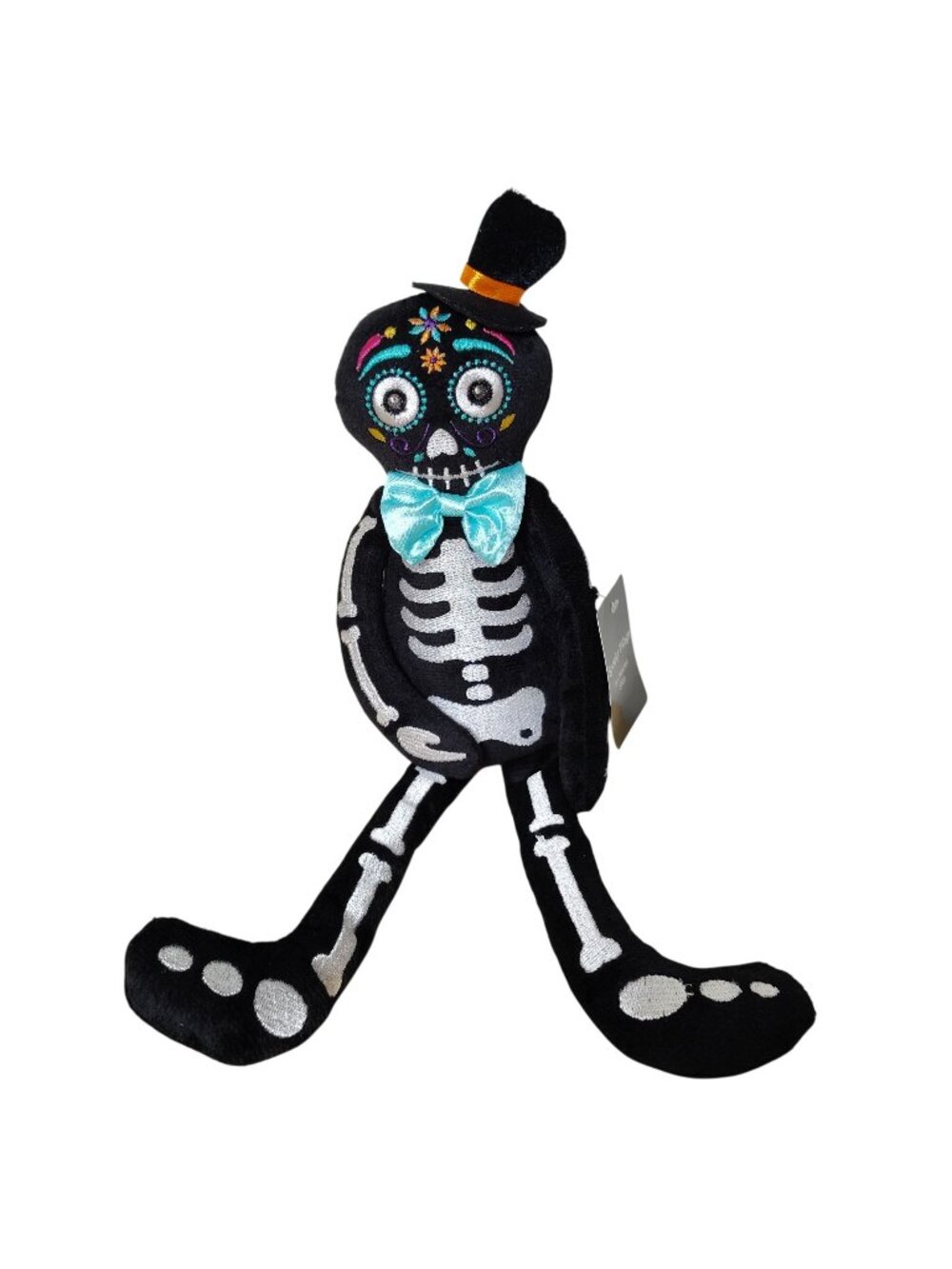 Spooky Village Boy Skeleton Sitter Halloween Plush Figurine Top Hat Bowtie New